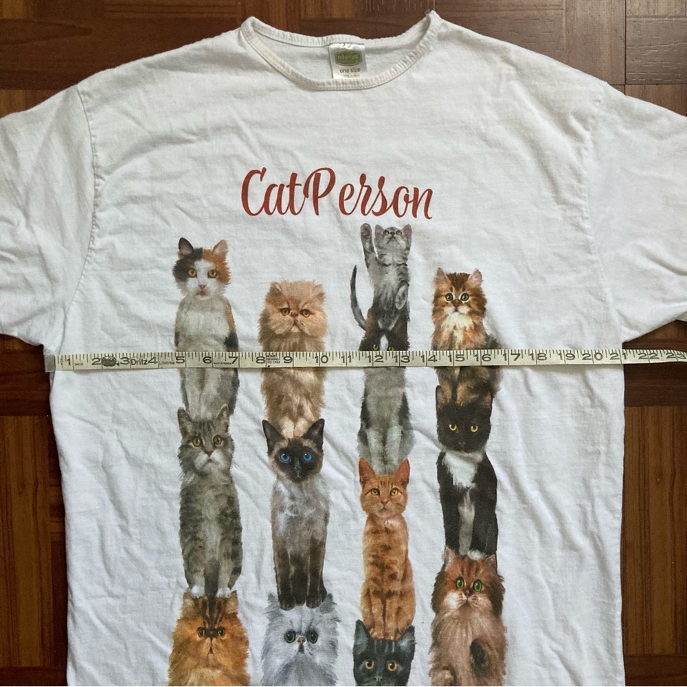 Cat Person Extra Long Graphic T-Shirt Dress Sleepshirt Women’s Large White - Picture 5 of 6